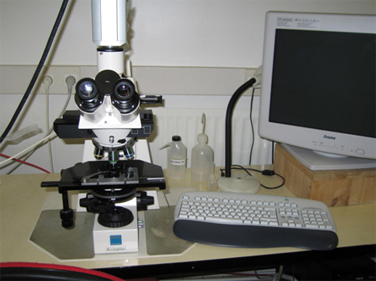 Microscope droit Axio plan ZEISS equipé d'une caméra CDD couleur